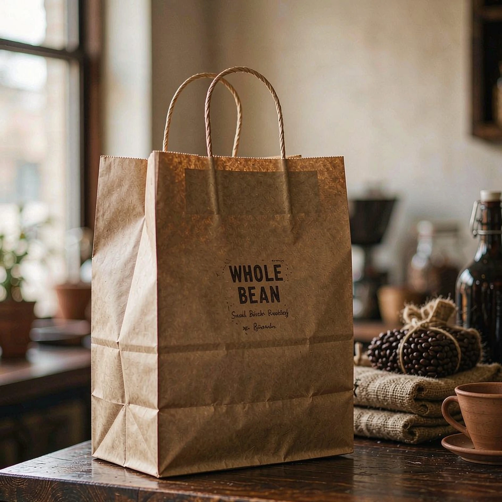 Flat-bottom kraft bag