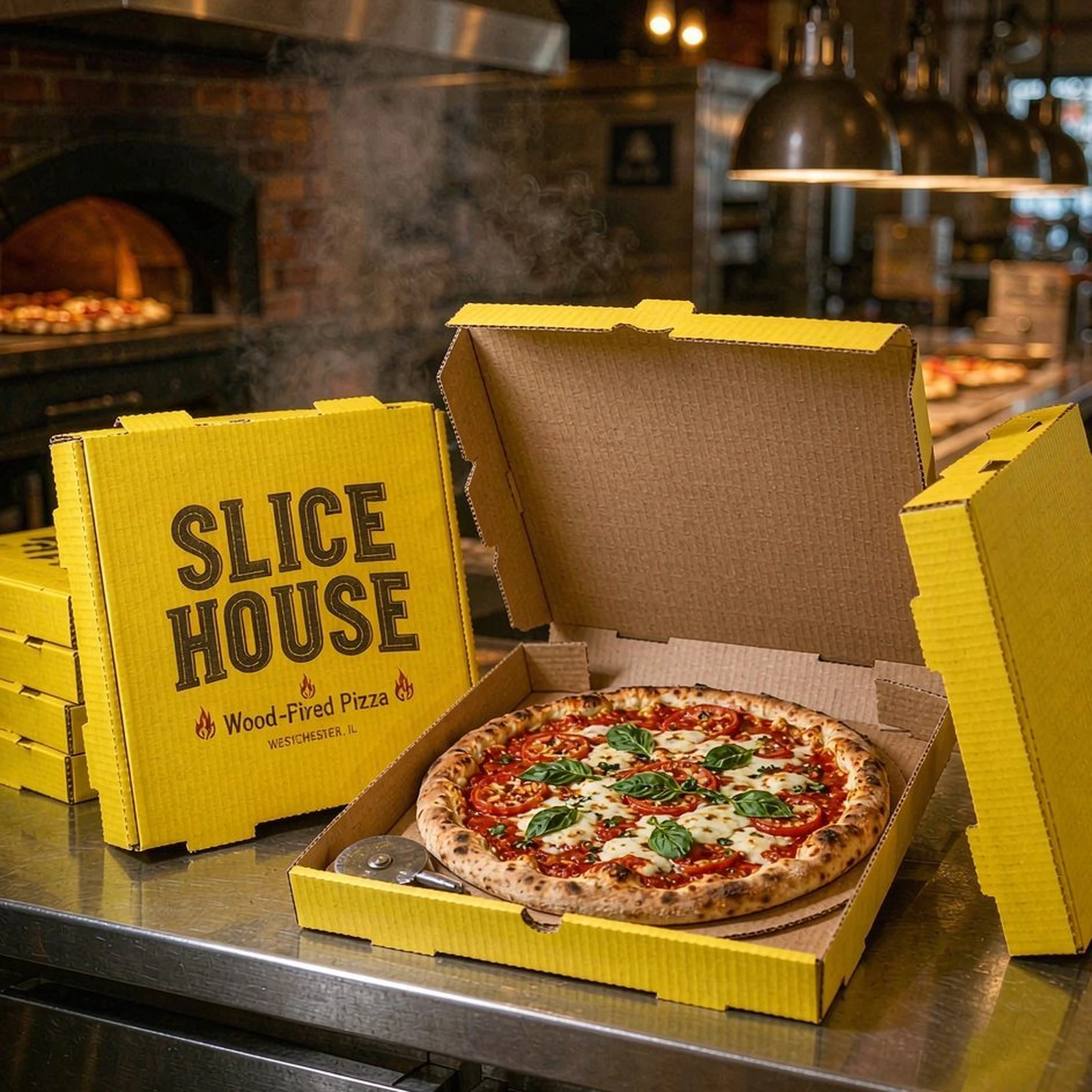 Colored pizza box